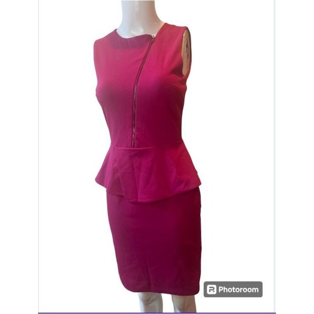 Banana Republic Woman's Peplum Dress Zipper Lined Sleeveless Dark Pink Size 0